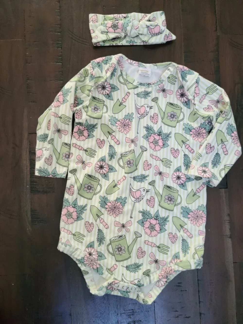 Tesa Babe Garden Print Bodysuit with Headband